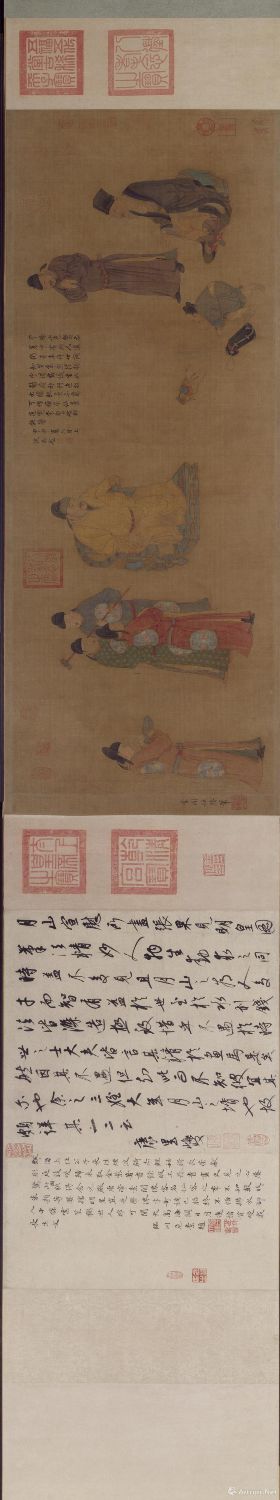 元代  任仁发  《张果老见明皇图卷》 绢本设色  41.5x107.3cm 故宫博物院藏